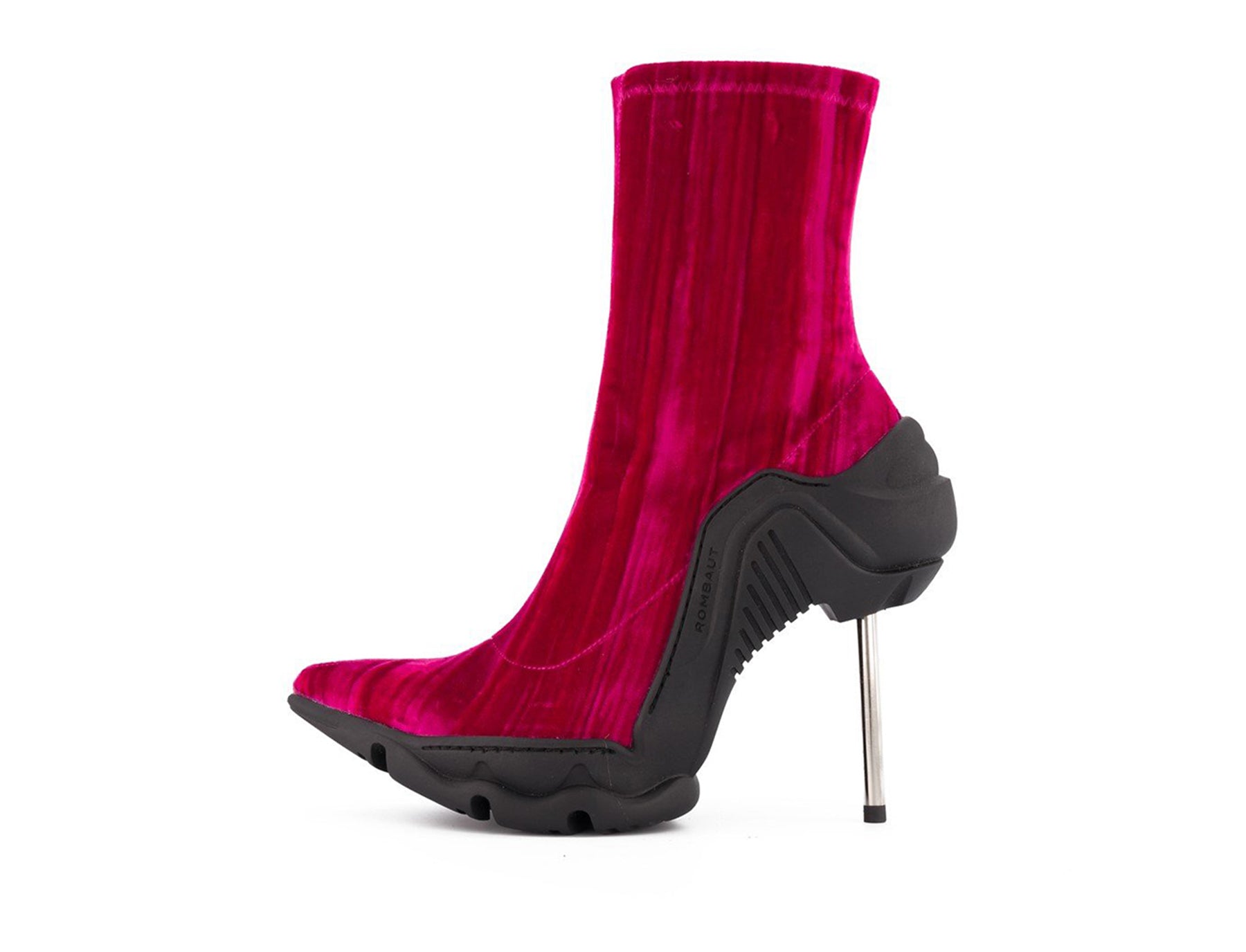 Dysmorphia Pink Velvet High Heel Boot Rombaut Footwear