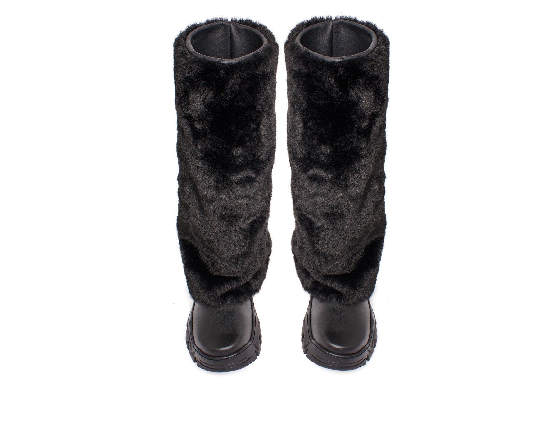 Footwear Suede Boots In Rain Black Faux Fur Rain Boots Rombaut