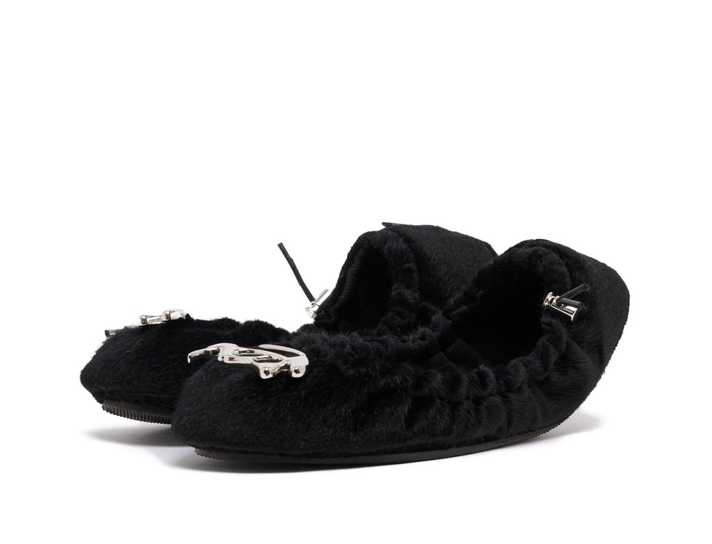 AURA FLATS Black Faux Pony